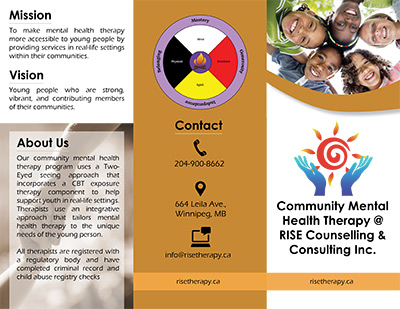 Front Tri-fold for Community Mental Health Therapy @ Rise Counseling and Consulting